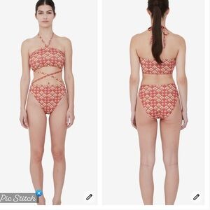Beth Richards Gina Swimsuit Triangle Geo Print Saffron